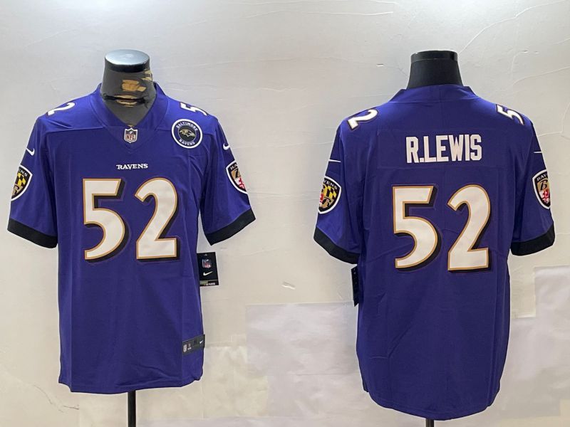 Men Baltimore Ravens #52 R.Lewis Purple Second generation 2024 Nike Limited NFL Jersey style 2->baltimore ravens->NFL Jersey